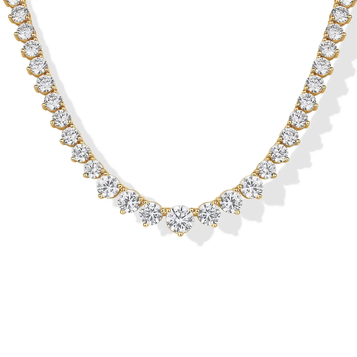 Graduated Gradient CZ Gold Chain Bridal Statement Tennis Necklace