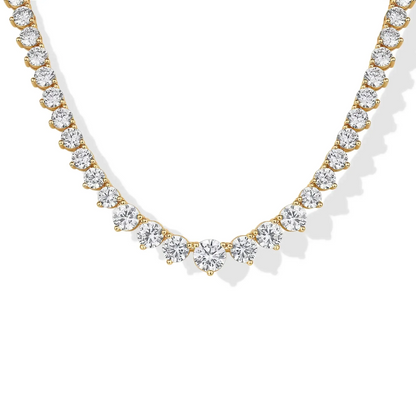 Graduated Gradient CZ Gold Chain Bridal Statement Tennis Necklace