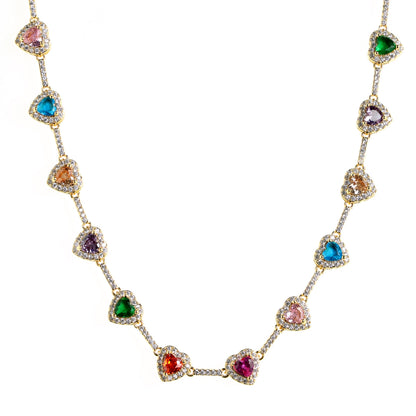 Heart Shaped Colorful Synthetic Decorated Necklace Set
