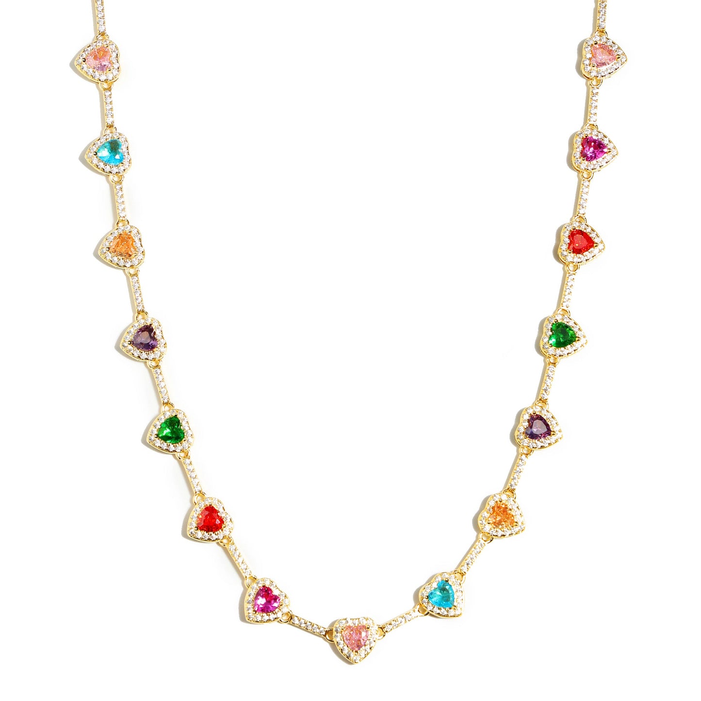 Heart Shaped Colorful Synthetic Decorated Necklace