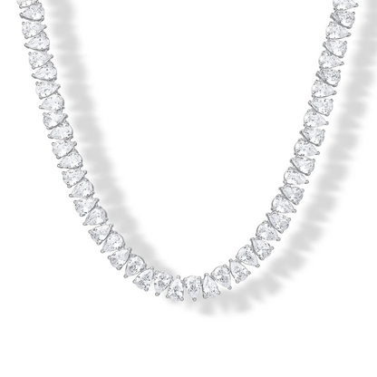 Gold Plated Pear Tennis Necklace CZ Paved Link Chain