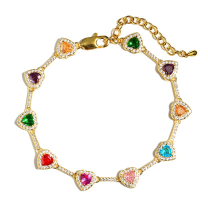 Heart Shaped Colorful Synthetic Decorated Necklace