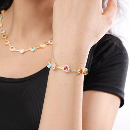 Heart Shaped Colorful Synthetic Decorated Necklace