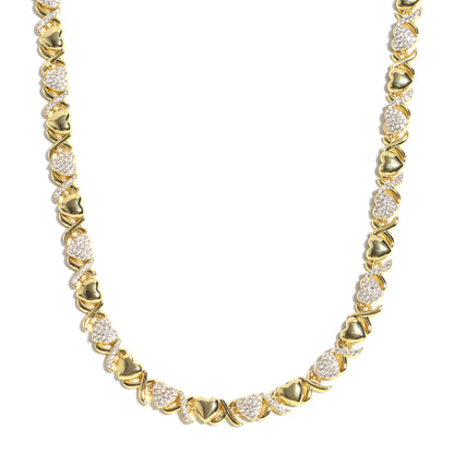 Gold XOXO Diamond Gemstone Necklace