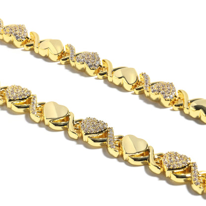 Gold XOXO Diamond Gemstone Bracelet