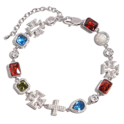 Multi Gemstone & Cross Necklace