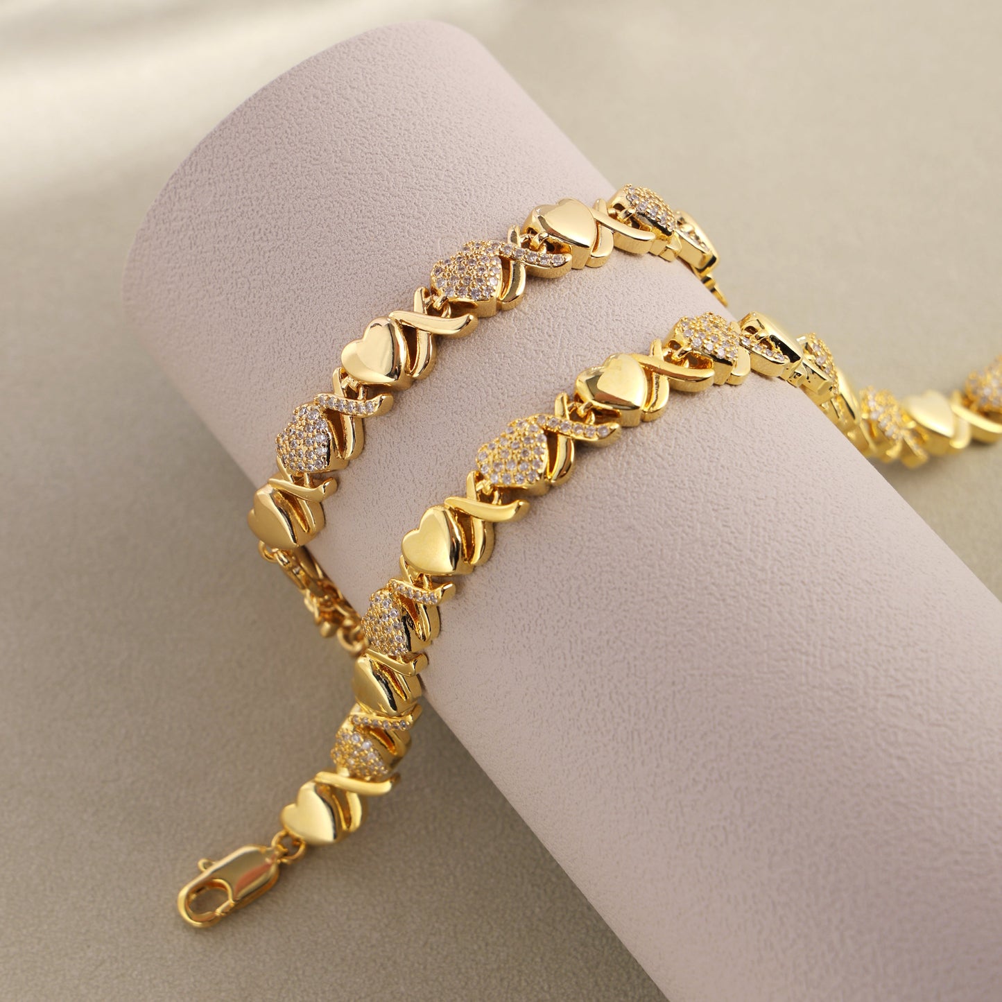 Gold XOXO Diamond Gemstone Necklace