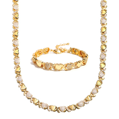 Gold XOXO Diamond Gemstone Necklace