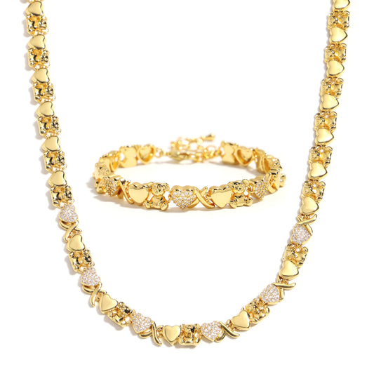 Bärenumarmung Herz Diamant XO Halskette