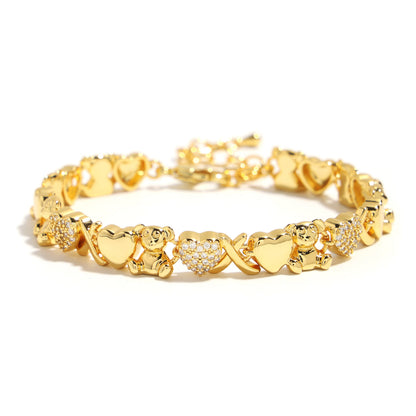 Bear Hug Heart Diamond XO Bracelet