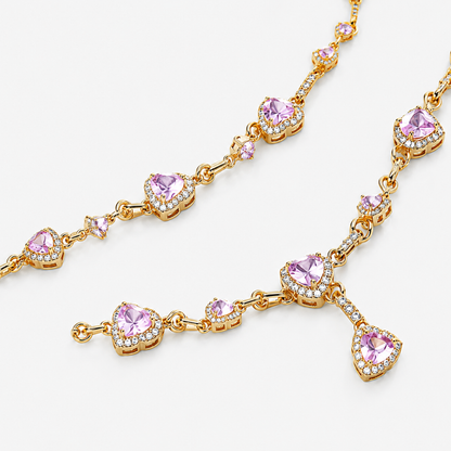 Necklace Elegant Rose Pink Crystal