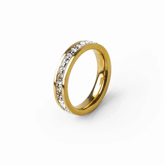Gold Tone Pavé Crystal Ring