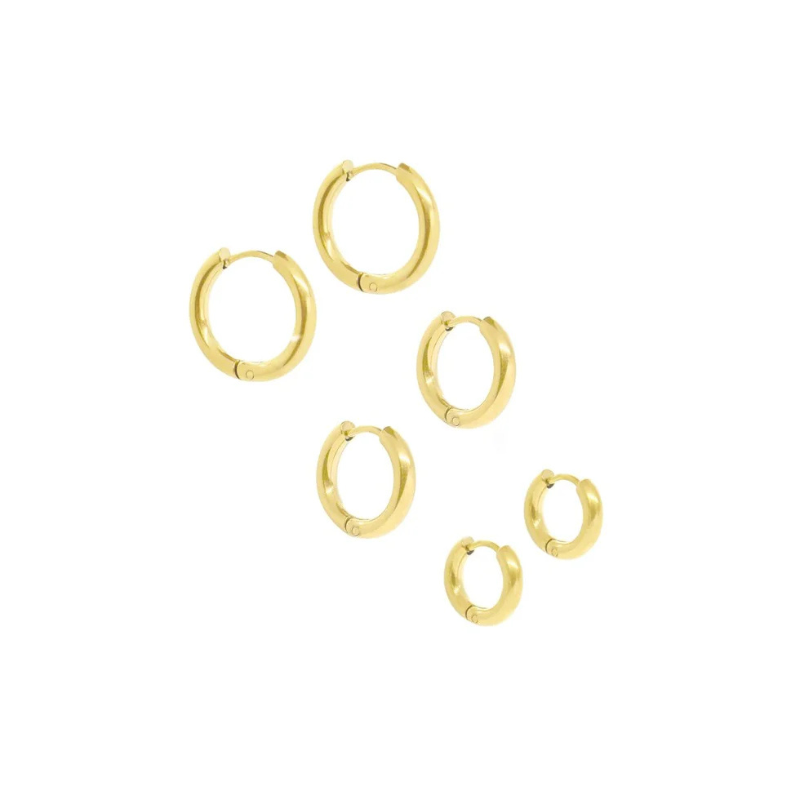 Gold Tone Trio Hoop Earrings