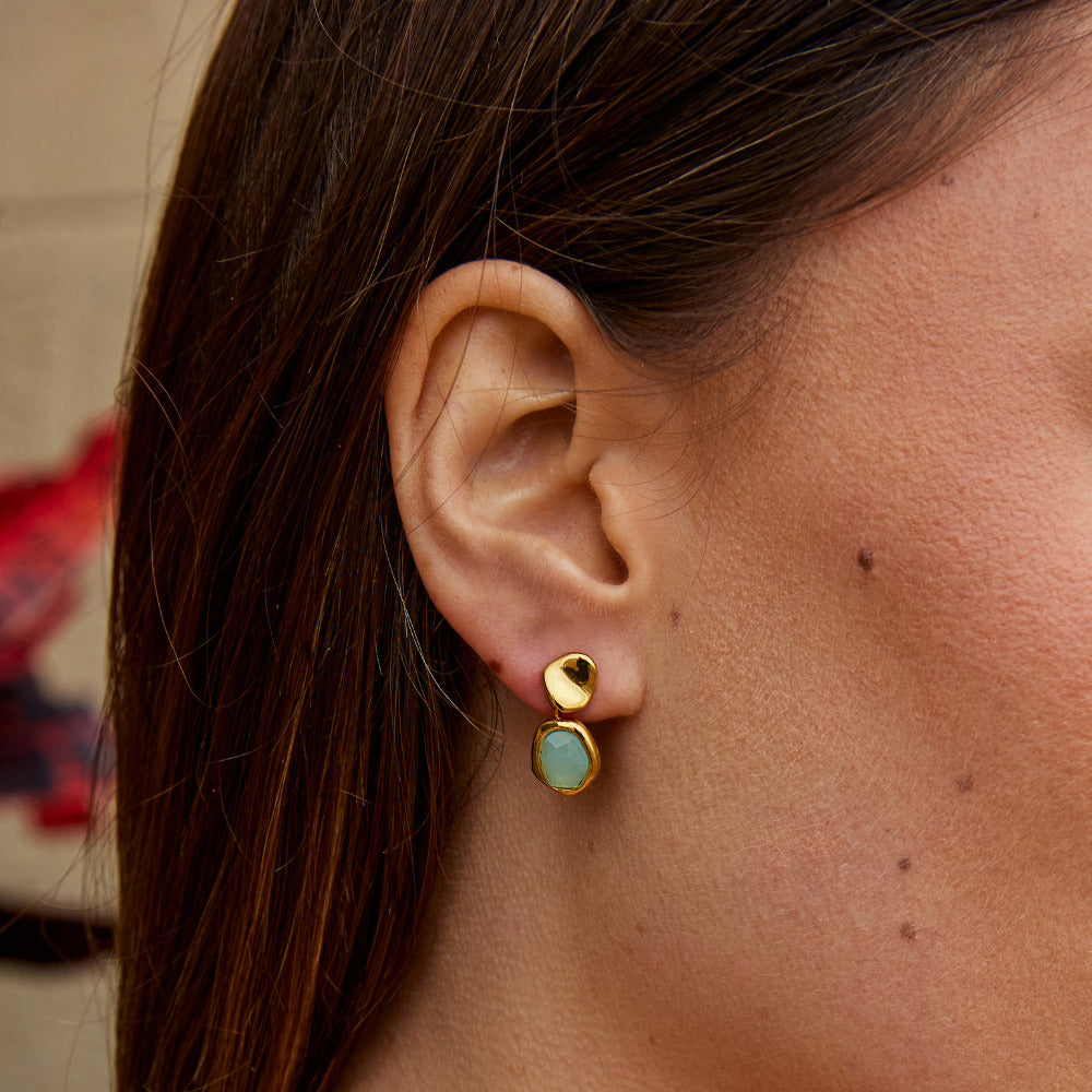 Aquamarine Gold Drop Earrings
