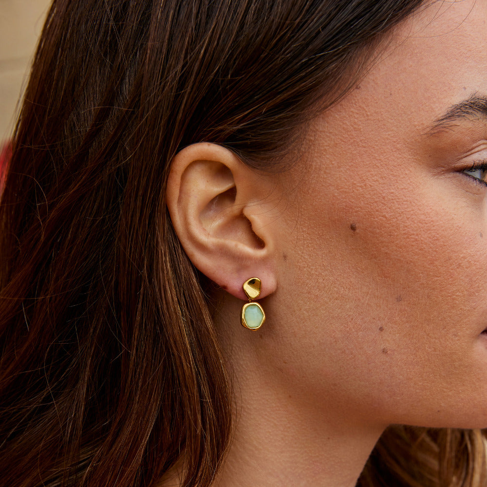 Aquamarine Gold Drop Earrings