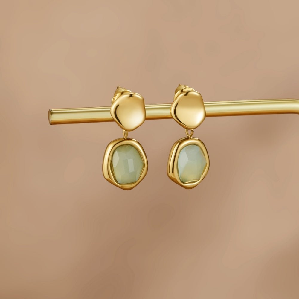 Aquamarine Gold Drop Earrings