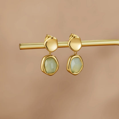 Aquamarine Gold Drop Earrings