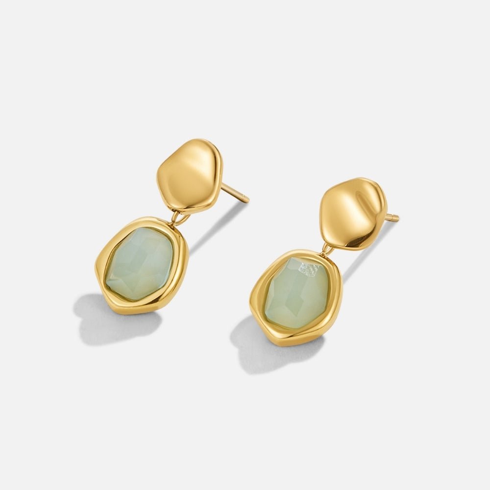 Aquamarine Gold Drop Earrings