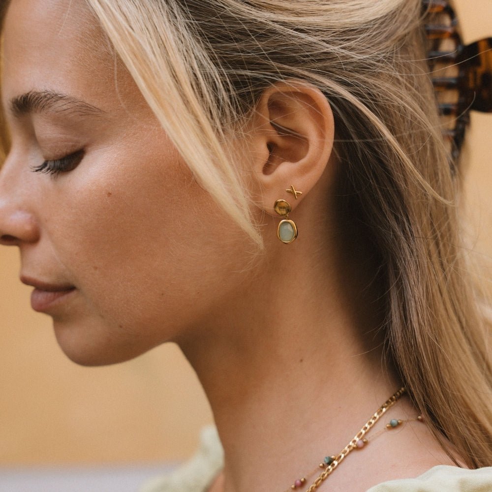 Aquamarine Gold Drop Earrings